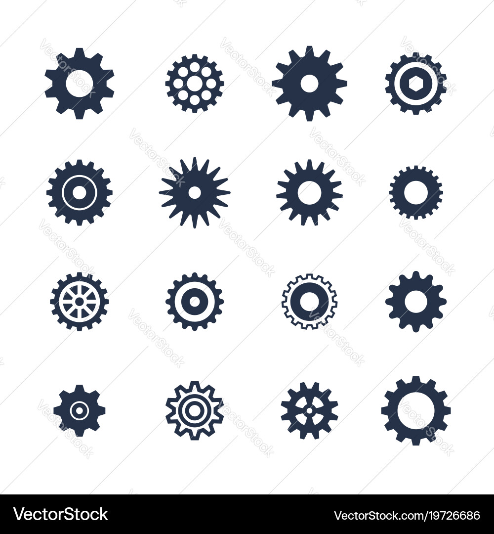 Cogs symbol set on white background settings icon vector image