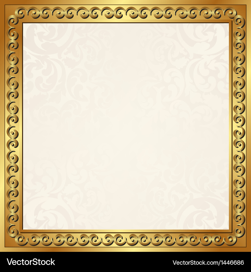 Elegant Ecru Background with Golden Frame Vector Image