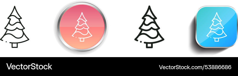 Fir icon thin linear regular and button style vector image