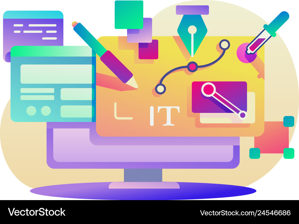 Flat design app for computer with program Flat design app for computer with program vector image