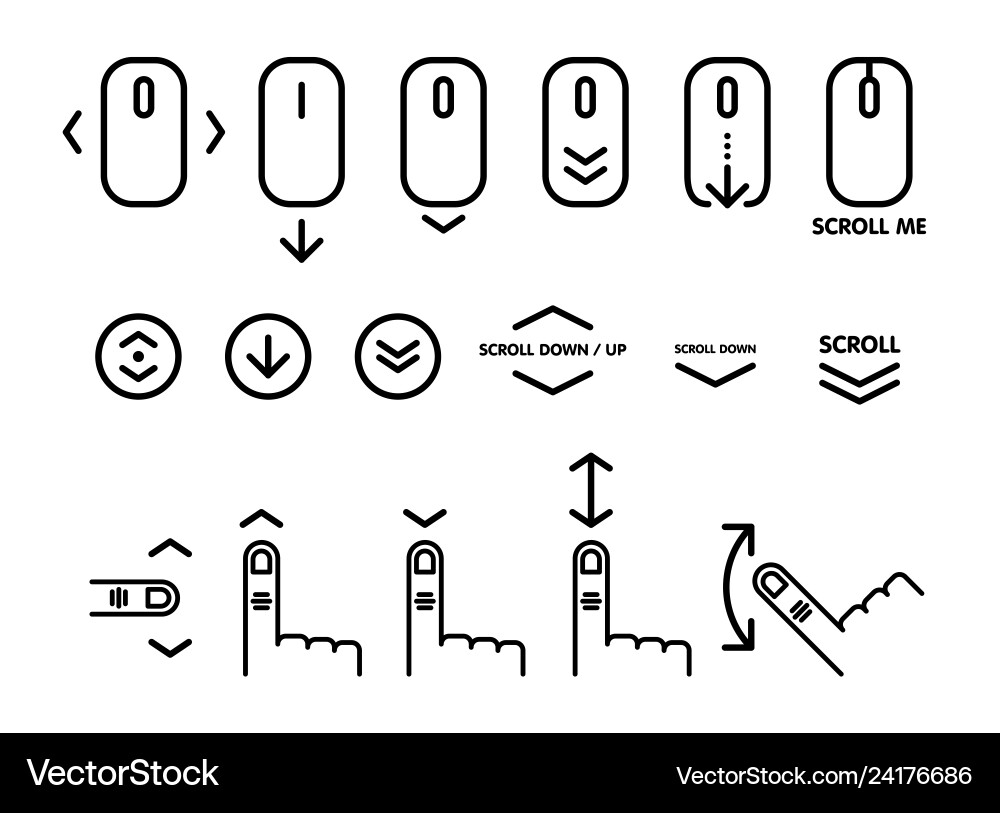 Linear pictogram of scroll down up vector image