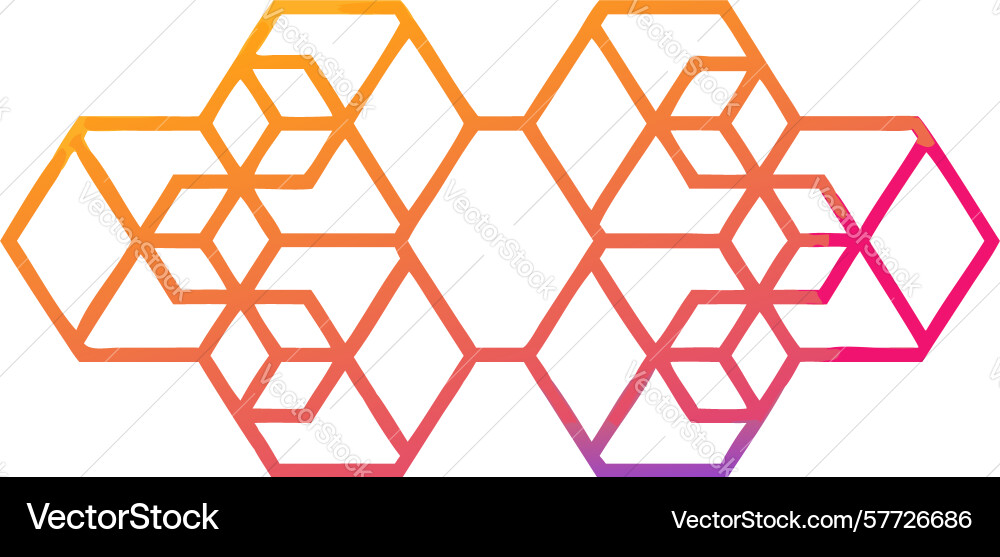 Overlapping hexagonal geometric shapes with vector image