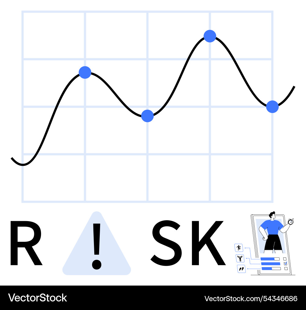 Risk analysis with graph plotting and strategic Risk analysis with graph plotting and strategic vector image