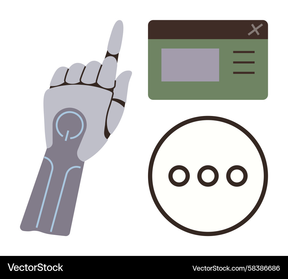 Robotic Hand UI Interaction Vector Image