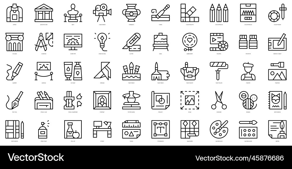 Set of thin line art and design icons Set of thin line art and design icons vector image