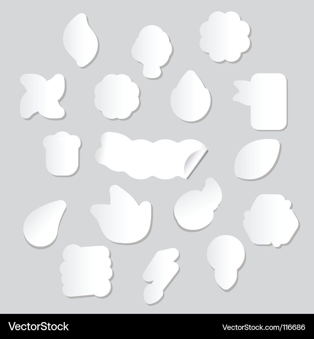 White Tags with Rounded Shapes Vector Image