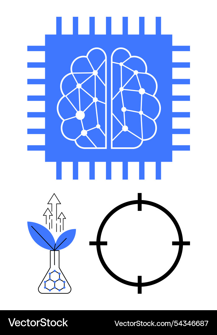 Ai neural network biotechnology flask and target Ai neural network biotechnology flask and target vector image