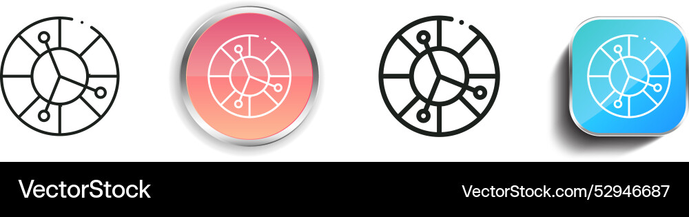 Color wheel icon thin linear regular and button vector image