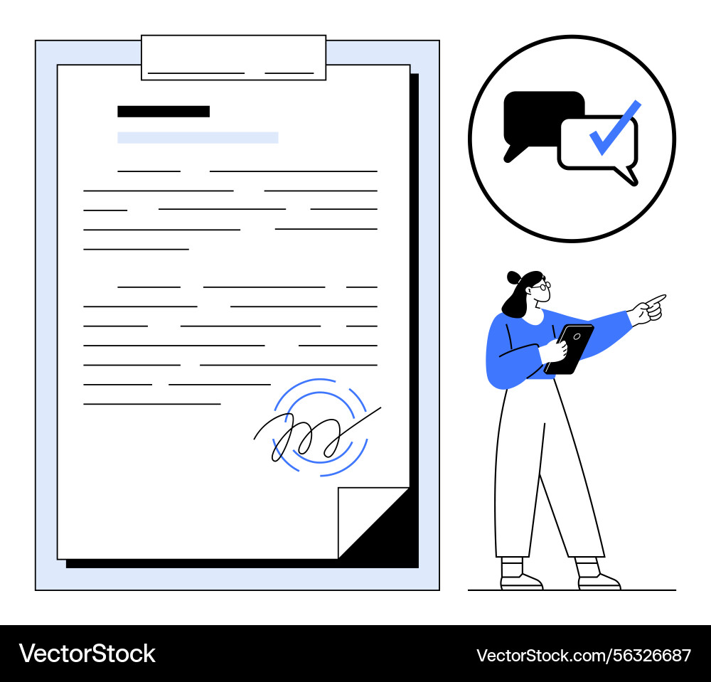 Document Approval with Signature vector image
