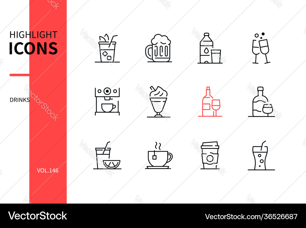 Drinks - modern line design style icons set Drinks - modern line design style icons set vector image