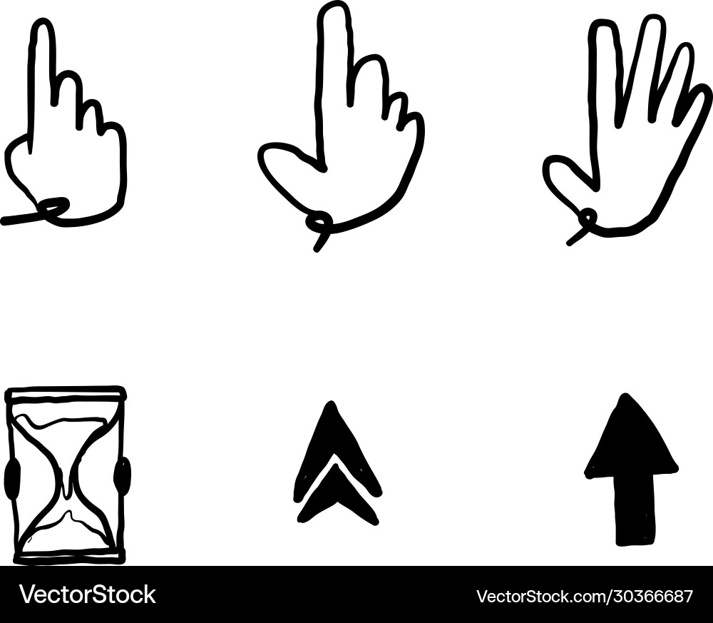 Hand gezeichnete Zeiger Cursor-Symbole Webpfeile Hand gezeichnete Zeiger Cursor-Symbole Webpfeile vektorbild