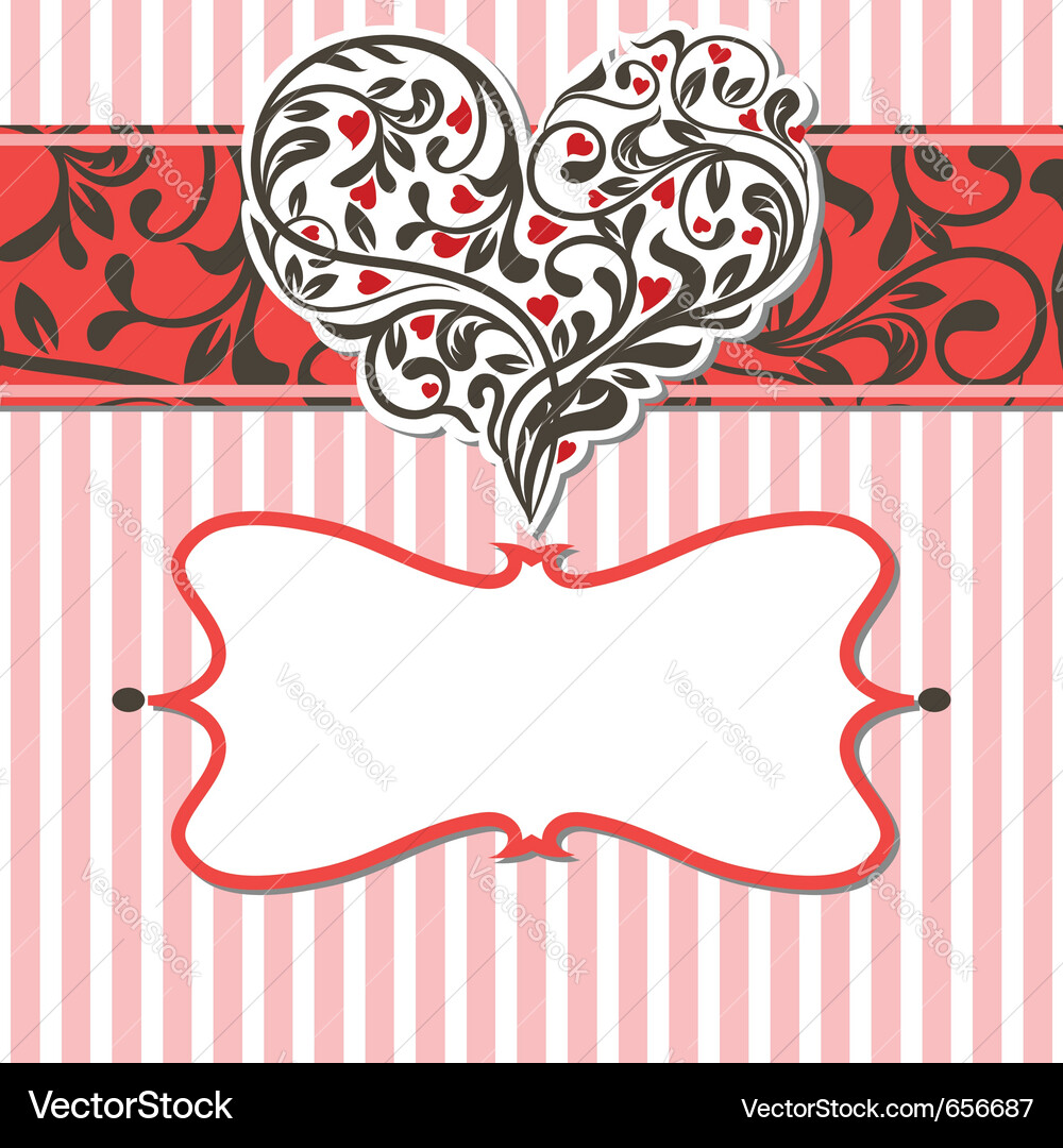 Red and White Striped Heart Card Vector Image