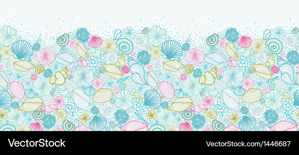 Seashell Pattern - Horizontal Line Art Vector Image