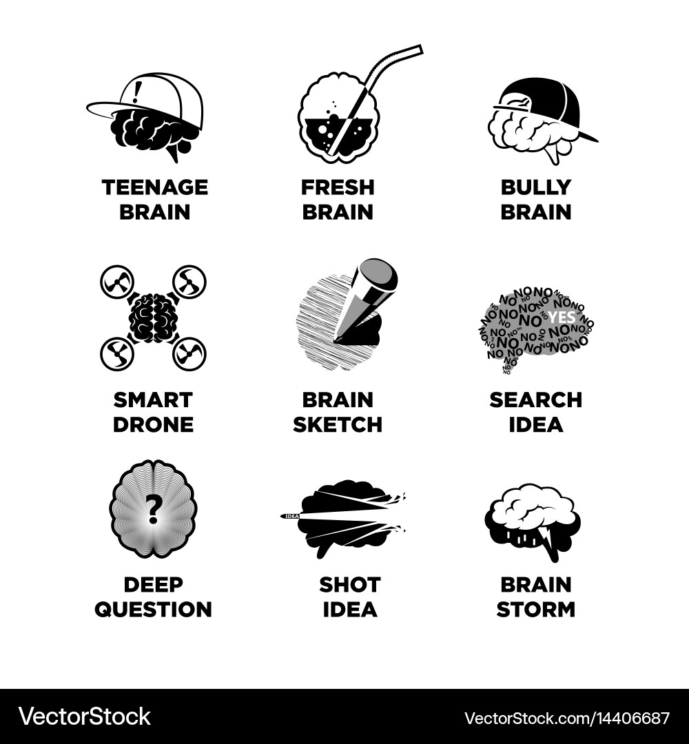 Set of different brain sketches vector image