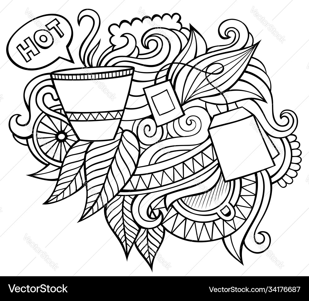 Tea hand drawn cartoon doodles funny design Tea hand drawn cartoon doodles funny design vector image