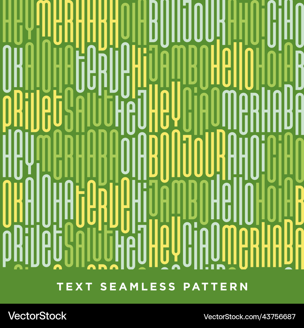 Text seamless pattern with word hello vector image
