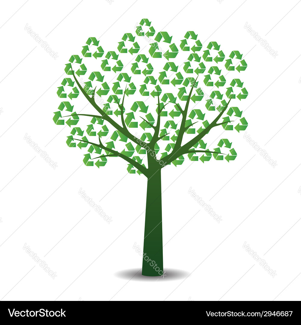 Tree with recycling symbols Vector Image