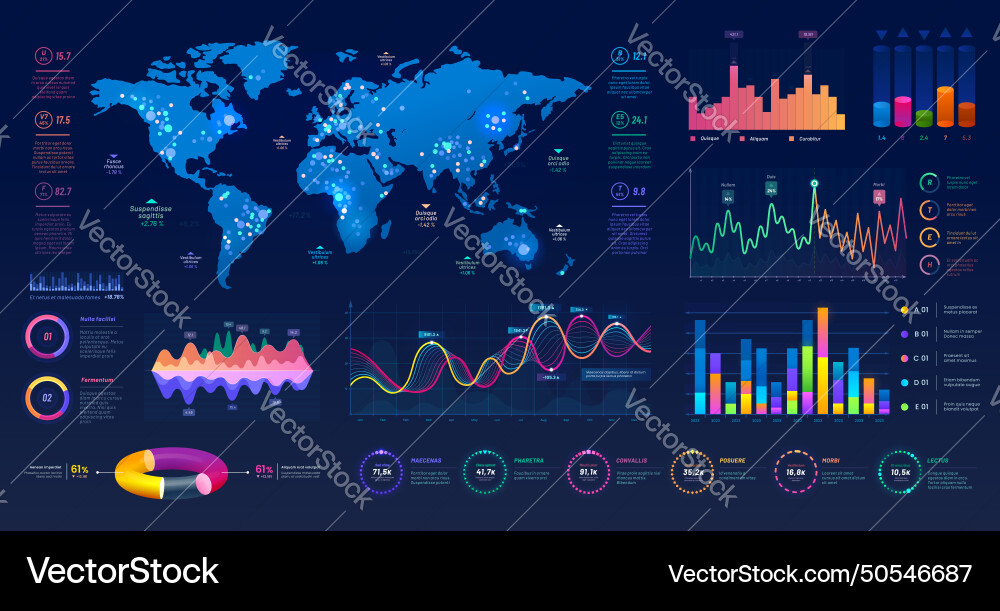 Ui interface graphs charts infographic elements Ui interface graphs charts infographic elements vector image