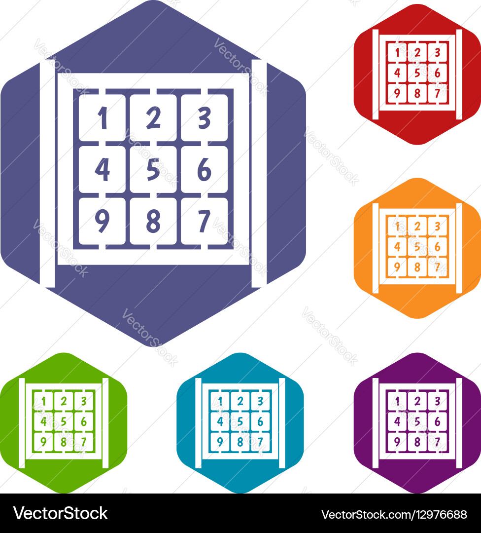 Cubes with numbers on playground icons set vector image