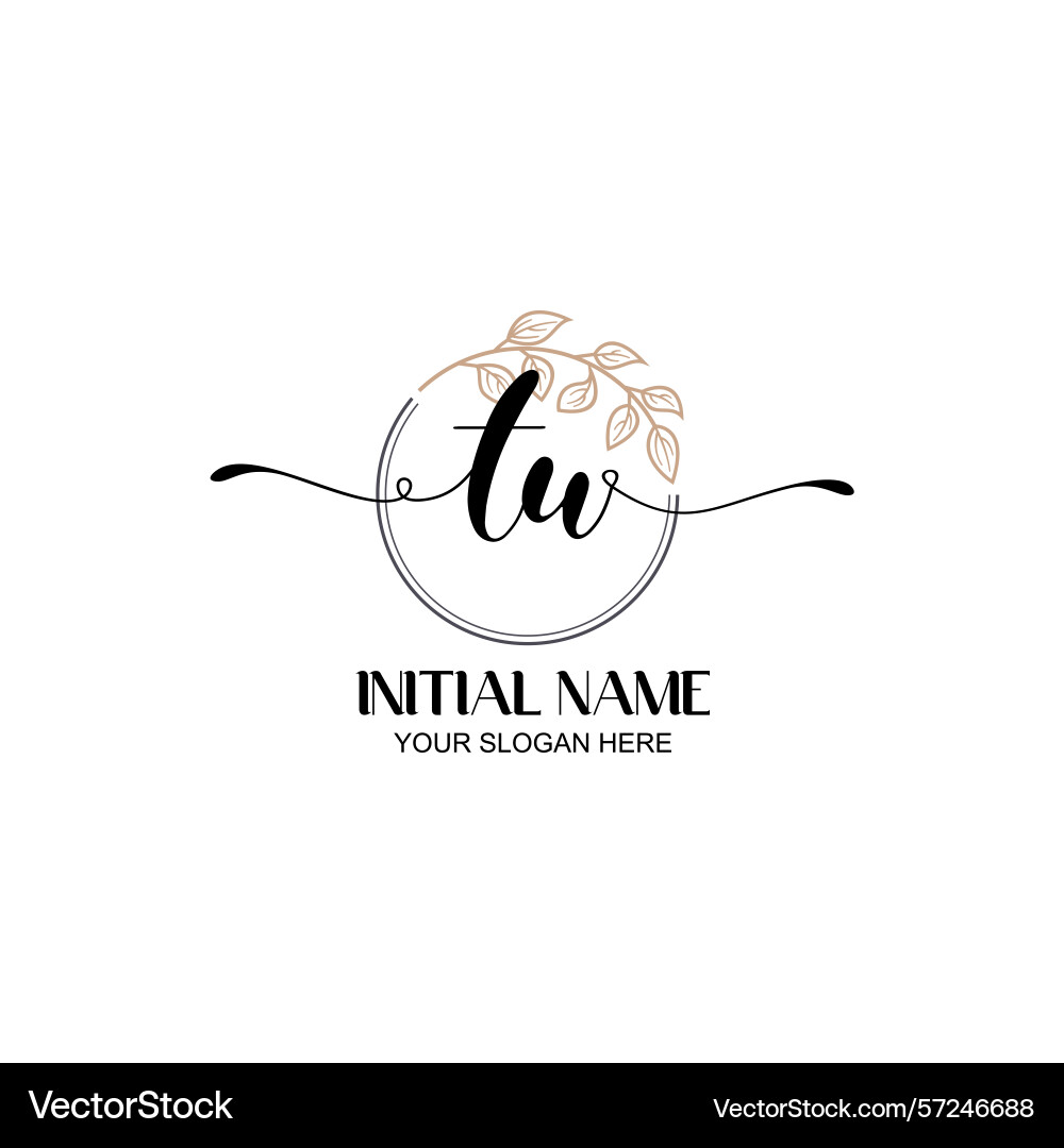 Elegant tu initial logo design with botanical Vector Image