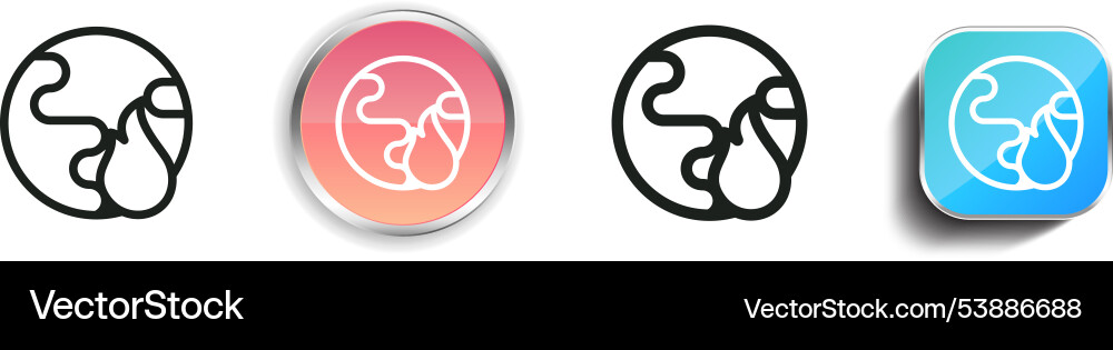 Fire icon thin linear regular and button style vector image