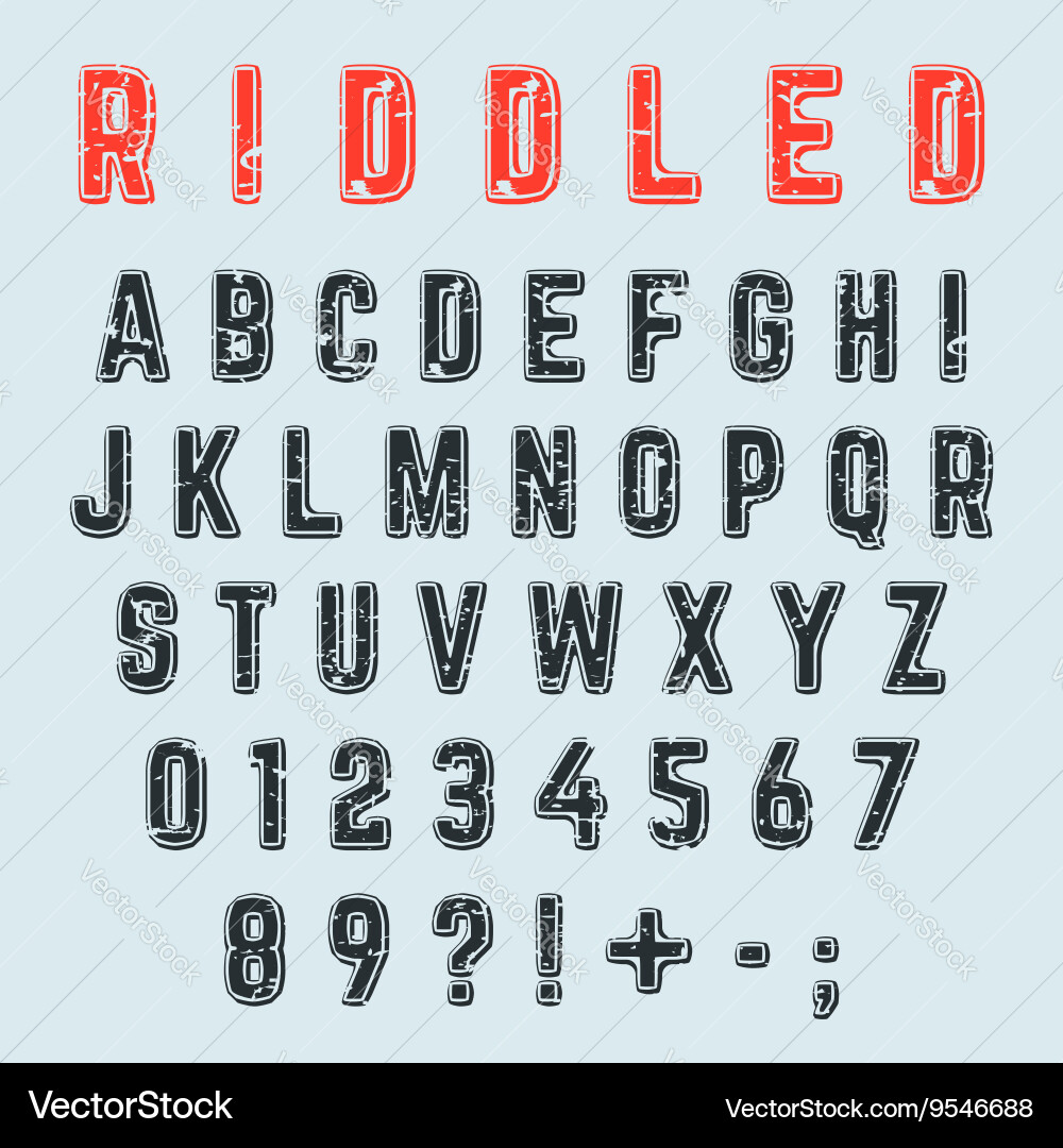Grunge Alphabet Font - Distressed Script vector image