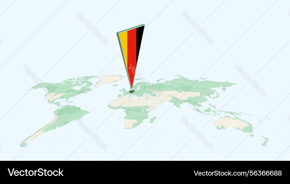 Highlighted germany on global map with 3d flag Vector Image