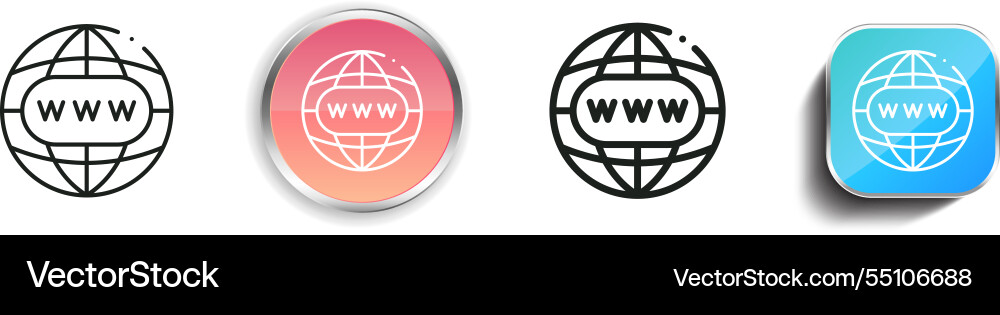 Internet icon thin linear regular and button vector image