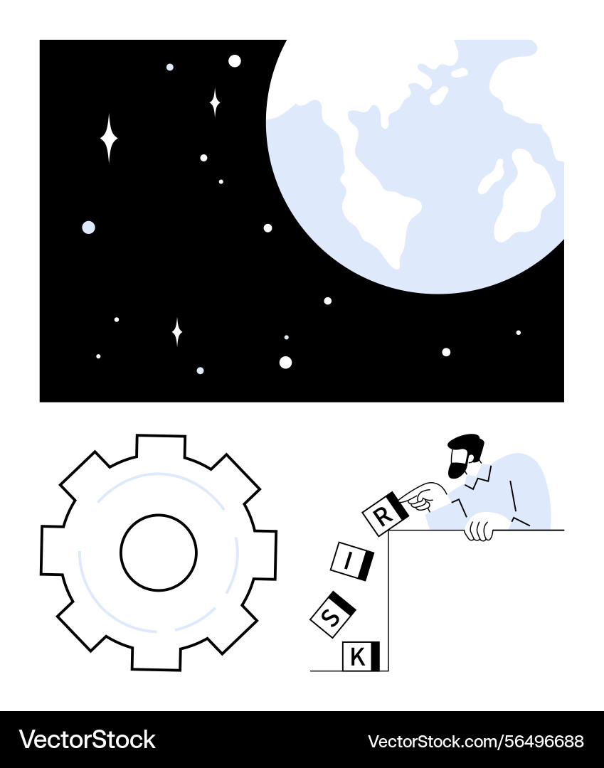 Man strategizing risk management with falling Man strategizing risk management with falling vector image
