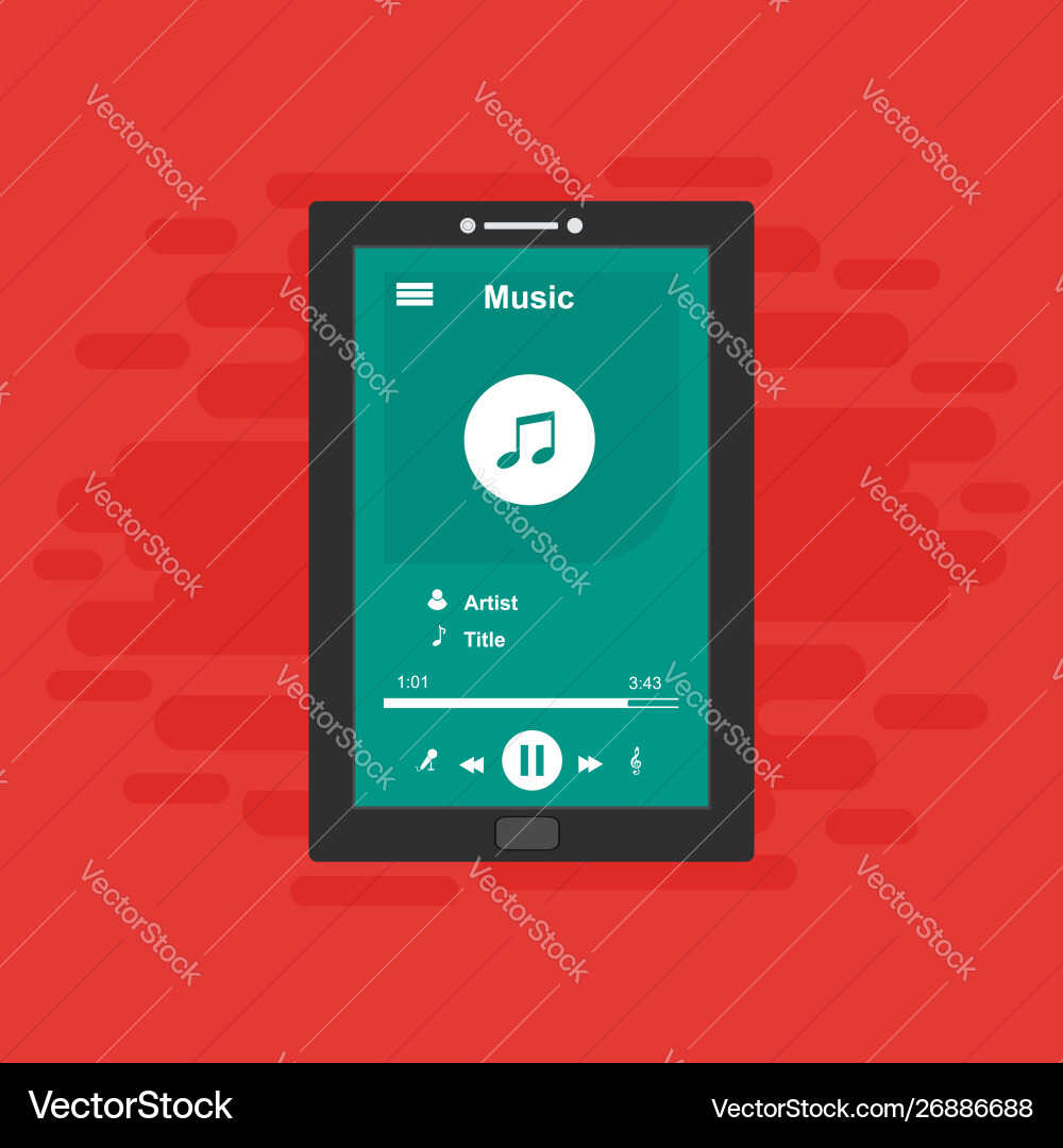 Media player application app template with flat Media player application app template with flat vector image