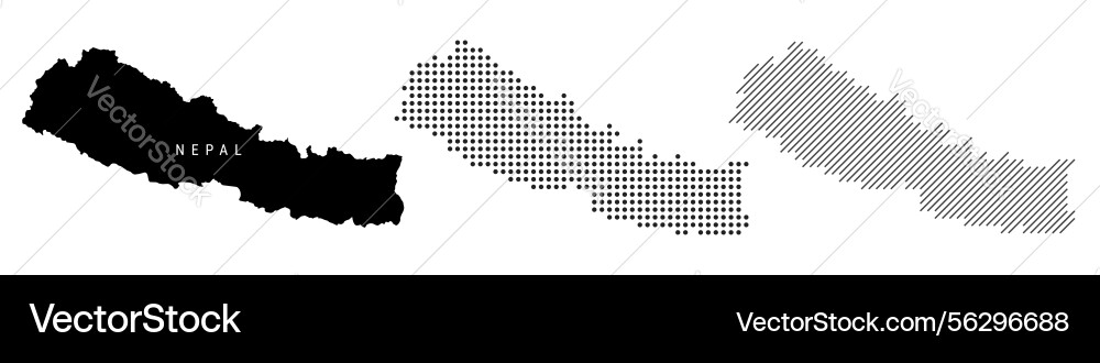 Nepal silhouette map and two patterns of dots Nepal silhouette map and two patterns of dots vector image