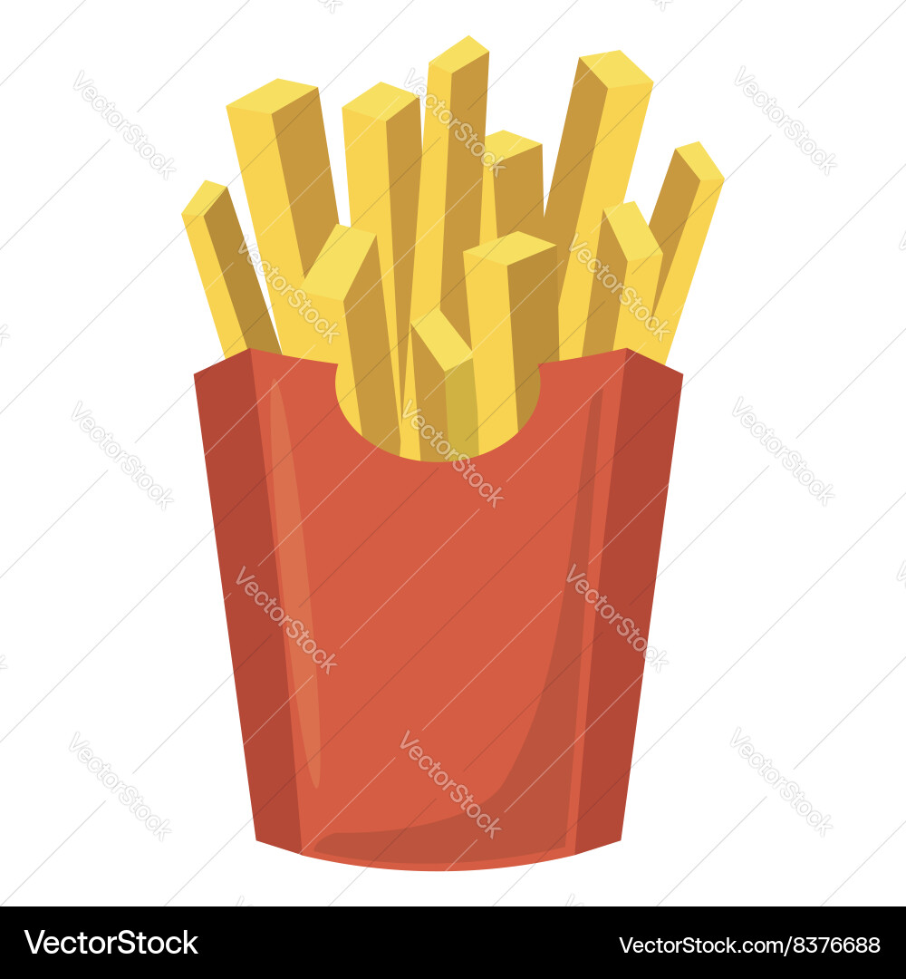 Red Paper French Fries Icon Vector Image