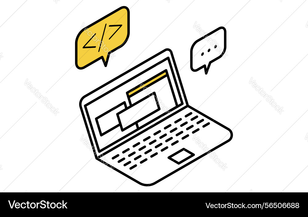 Simple line drawing icon programming on laptop Simple line drawing icon programming on laptop vector image