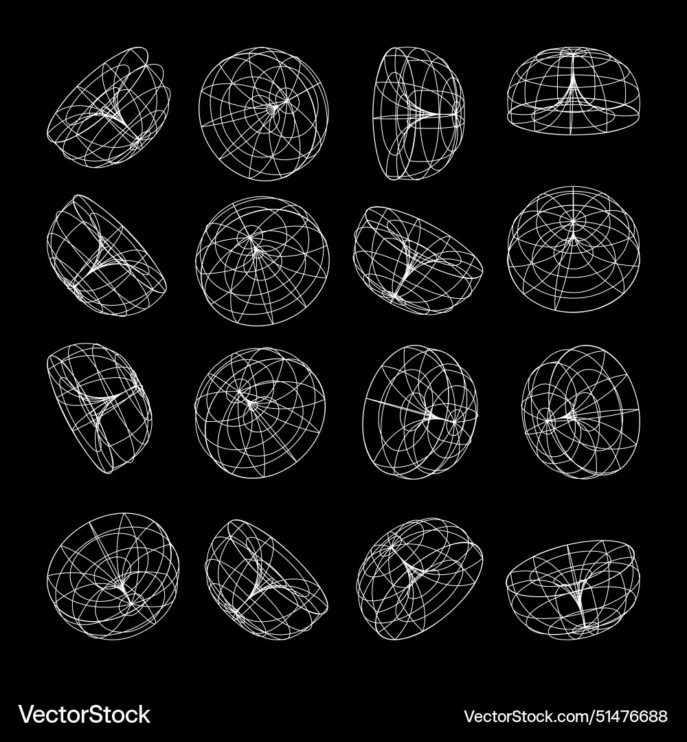 Wireframe lined shapes perspective mesh 3d grid Wireframe lined shapes perspective mesh 3d grid vector image