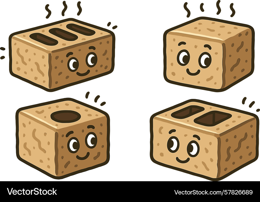 Cute animated characters of toasts with varying Vector Image