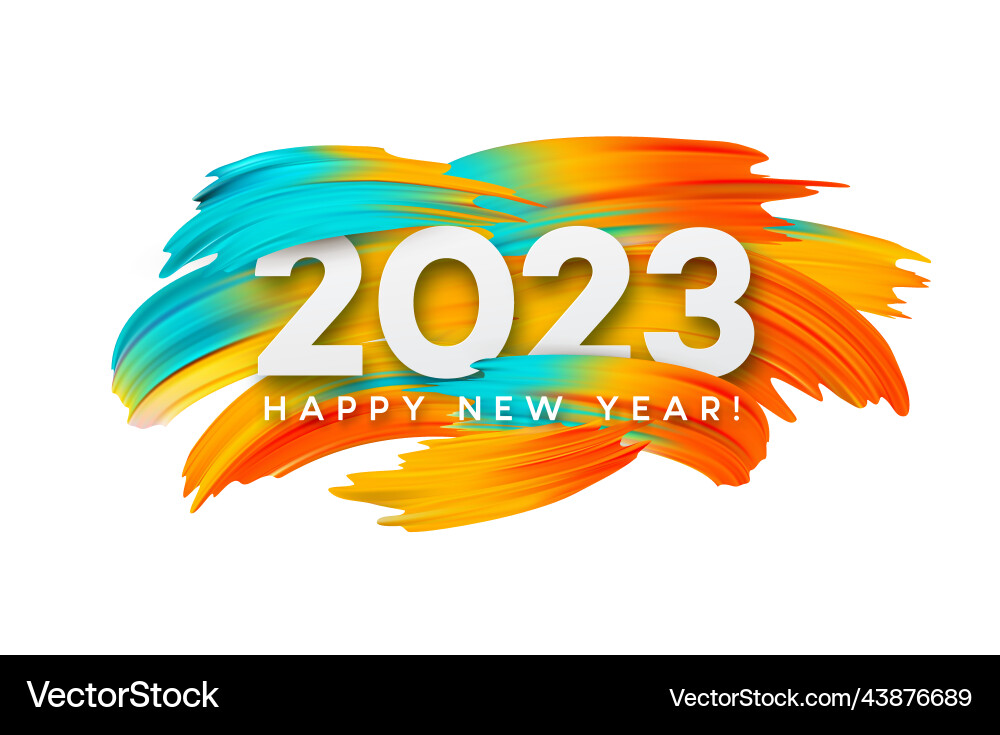 Happy new year and christmas 2023 typography Happy new year and christmas 2023 typography vector image