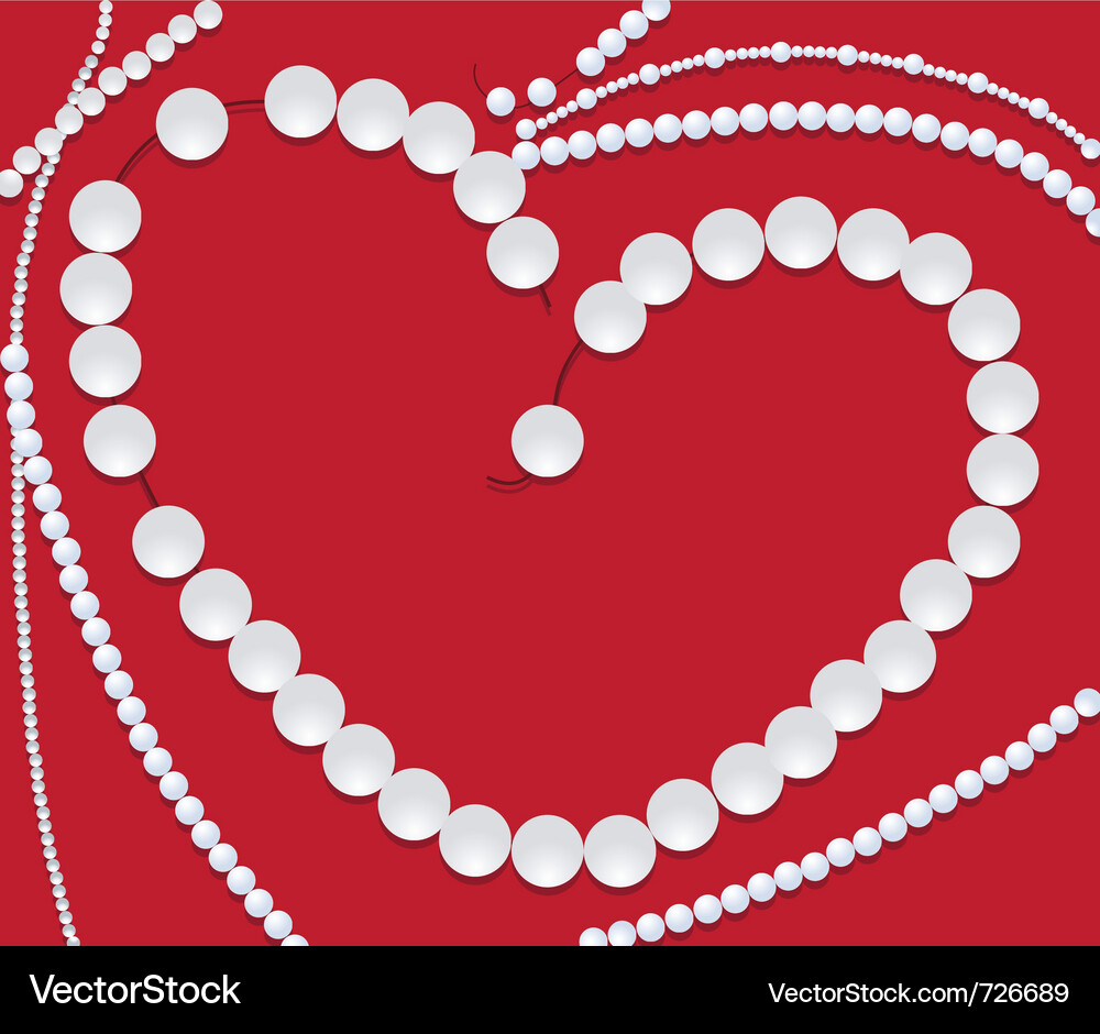 Heart-Shaped Pearl Necklace Vector Image