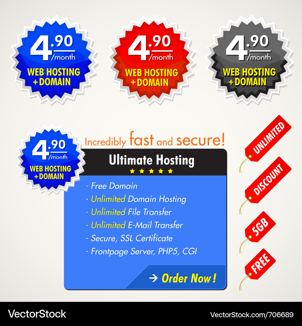 Hosting Elements - Labels & Icons Vector Image
