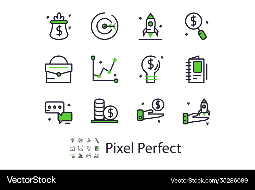 Modern linear startup icons in flat style Modern linear startup icons in flat style vector image