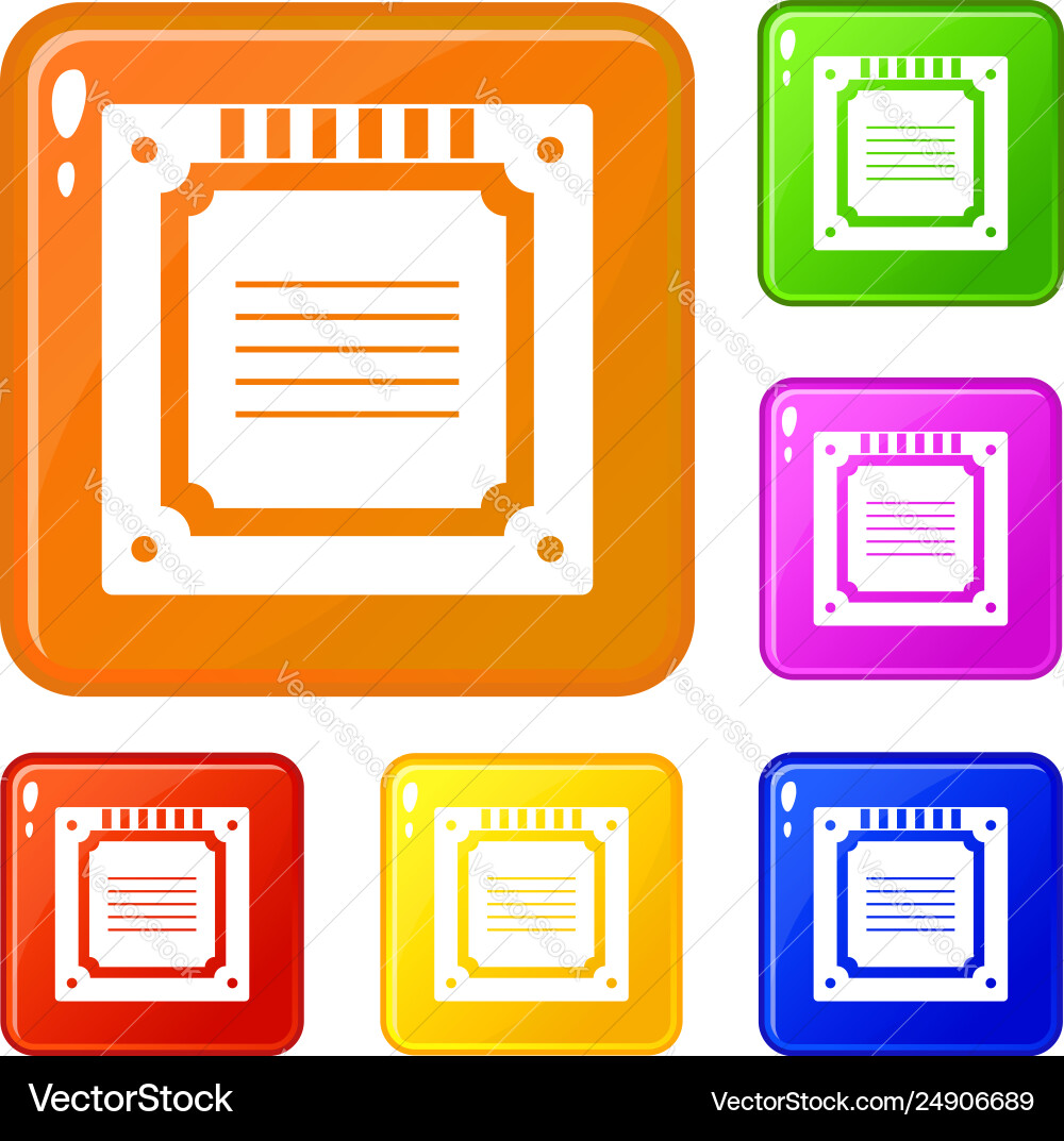Modern multicore cpu icons set color vector image