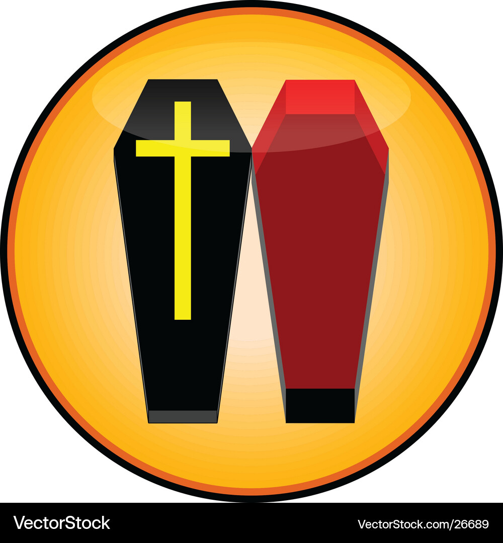 Red Dracula Coffin Button Vector Image