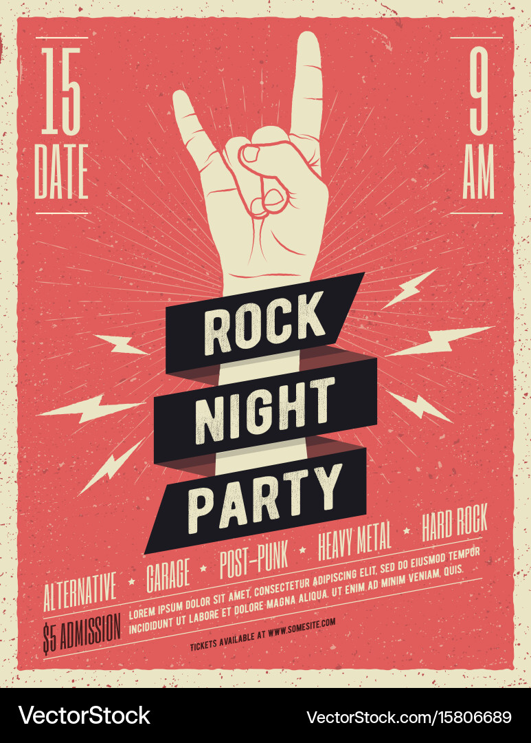 Rock Music Festival Poster Vektorbild
