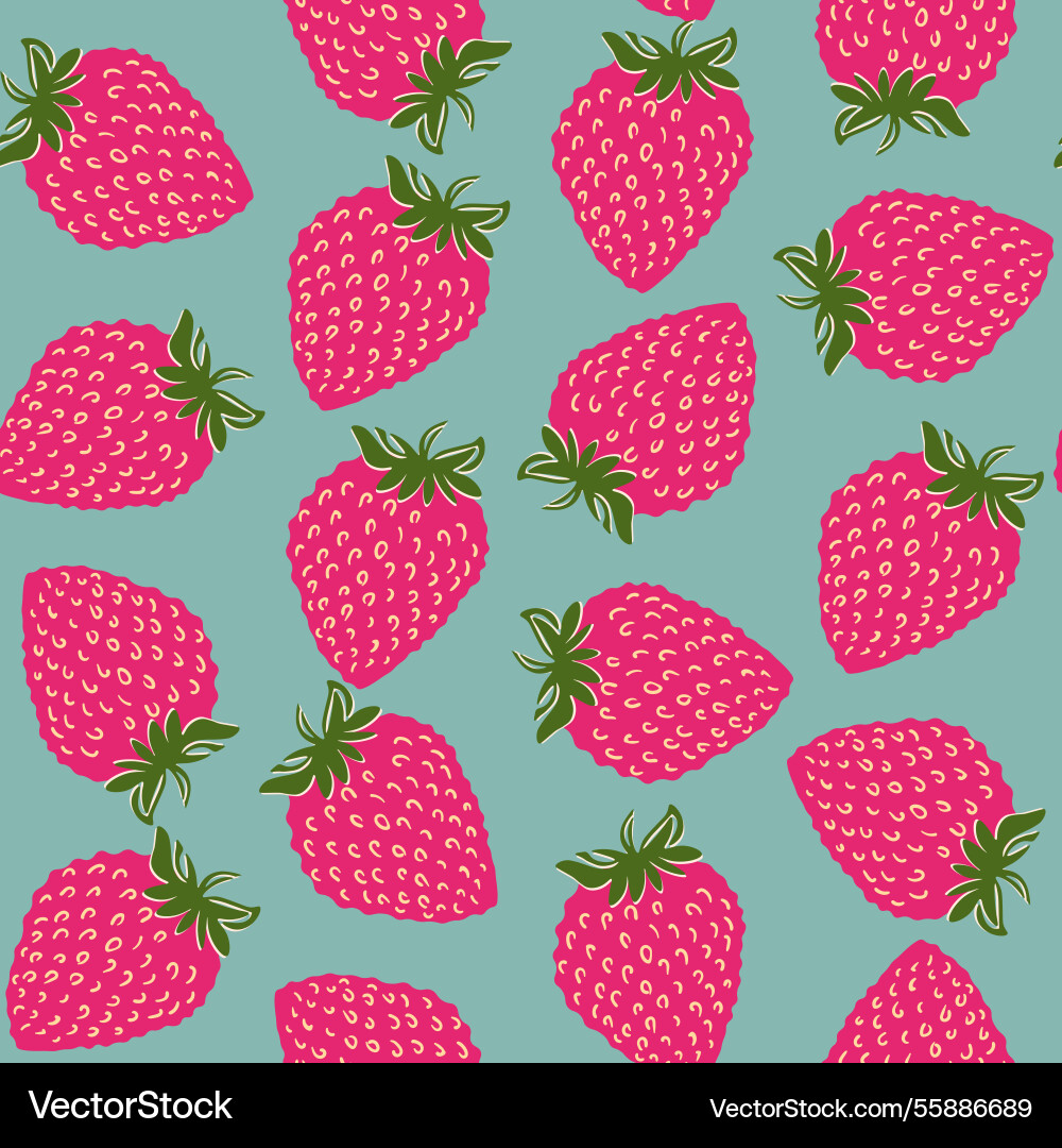 Seamless pattern with strawberry on color Vector Image