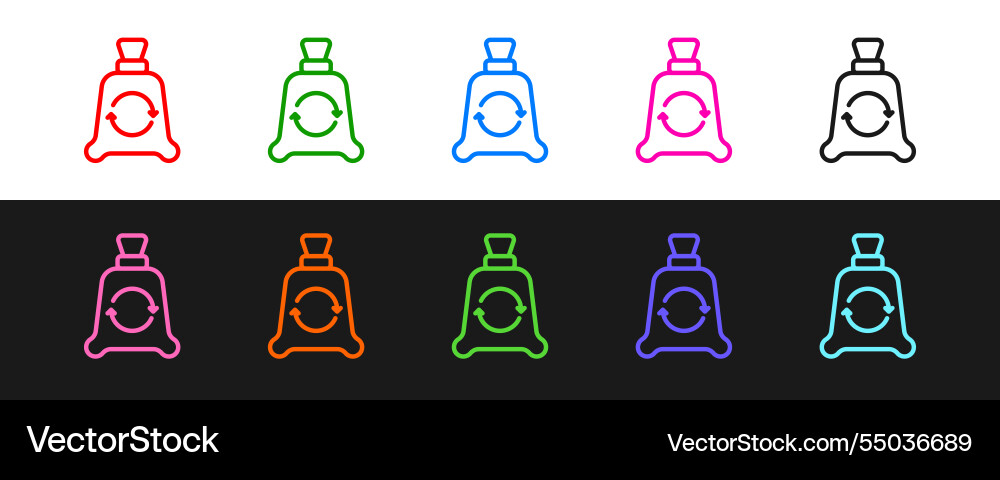 Set line garbage bag with recycle symbol icon Vector Image