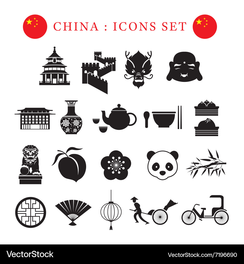 Chinesisches Icon Set - Traditionelle Motifs Vektorbild