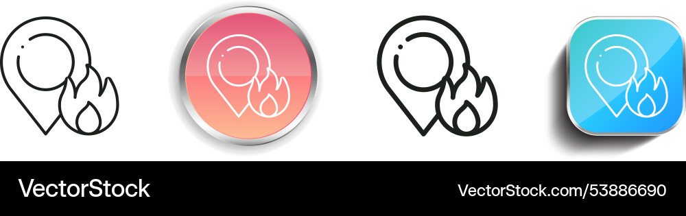 Fire icon thin linear regular and button style Fire icon thin linear regular and button style Vector Image