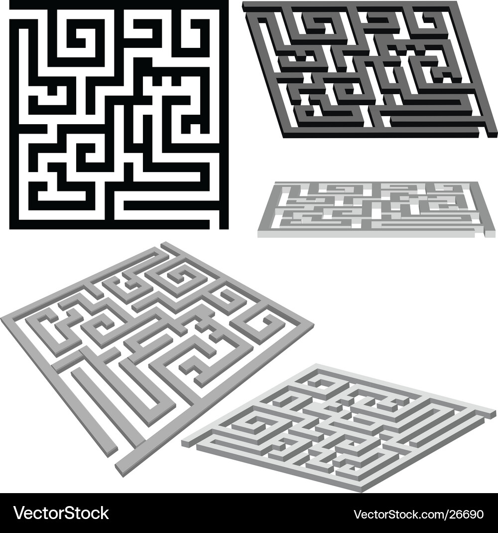 Orthogonal 3D Maze Puzzle Vector Image