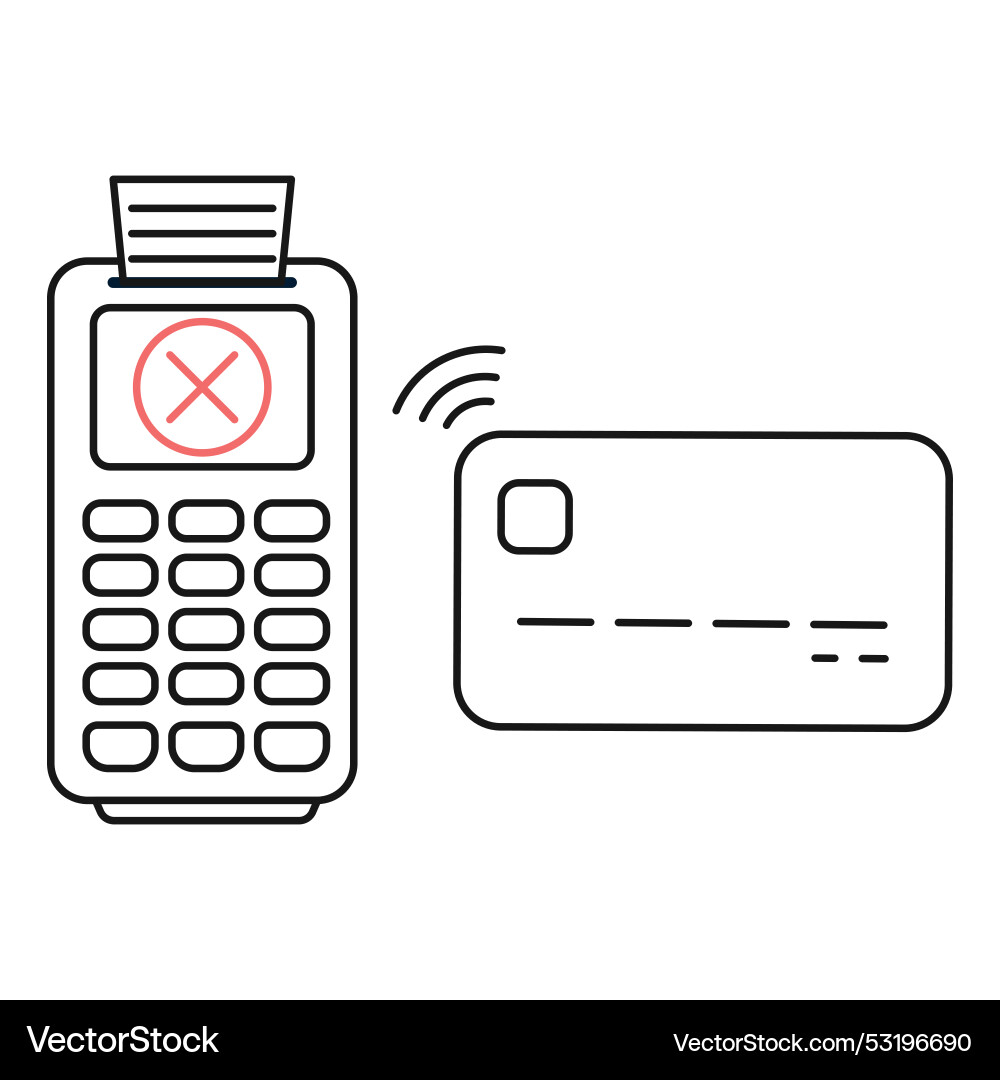 Rejected payment by credit or debit card using Rejected payment by credit or debit card using vector image