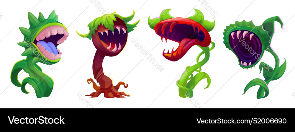 Scary carnivorous monster plants Scary carnivorous monster plants vector image