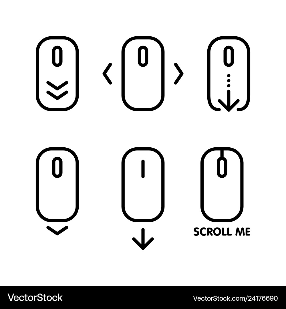 Scroll down and up icon set pointer moves Scroll down and up icon set pointer moves vector image